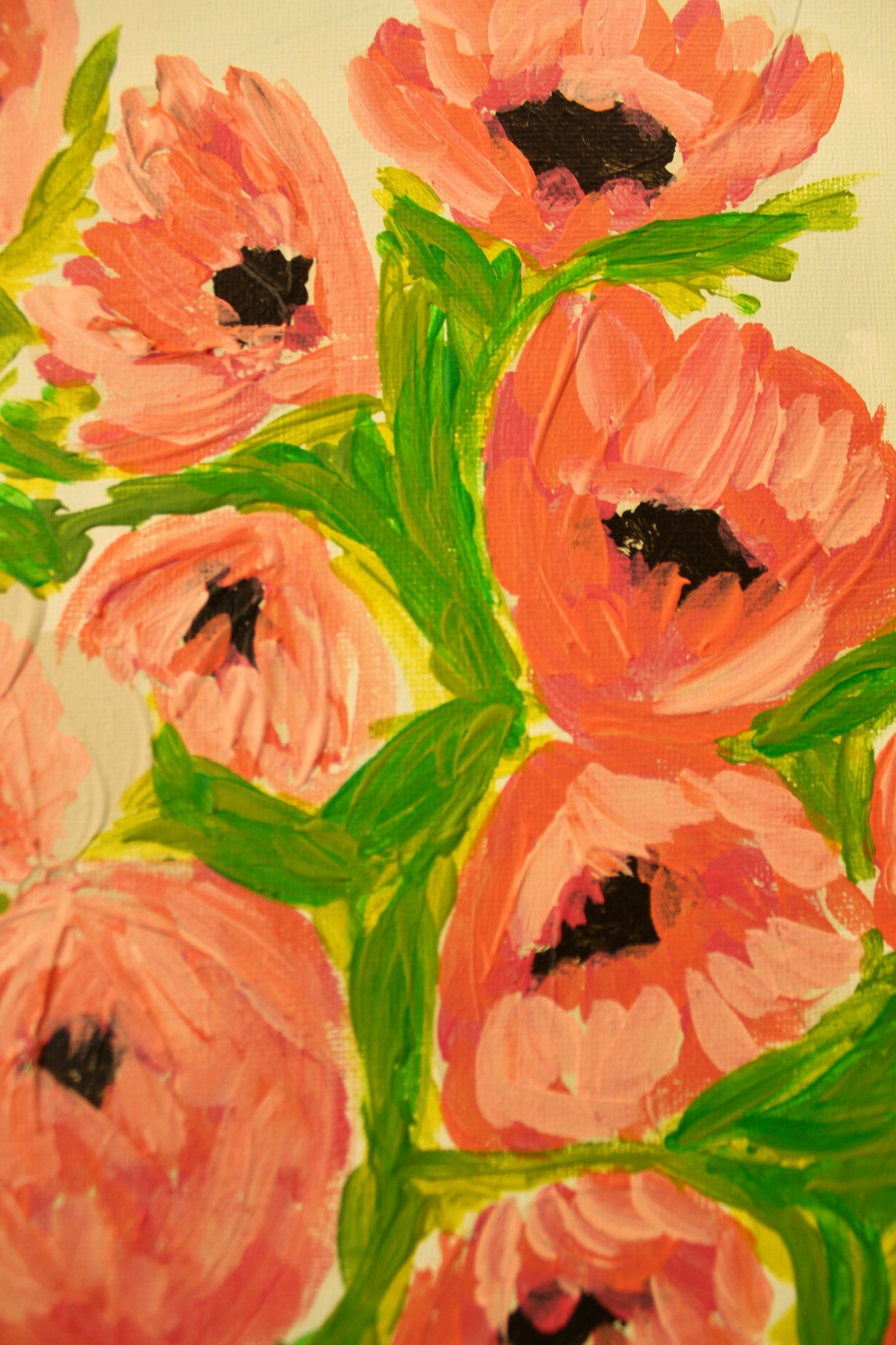 Pink Floral Acrylic Painting | 8x10 Framed Original Flower Art | Modern Impressionist Bouquet Wall Decor