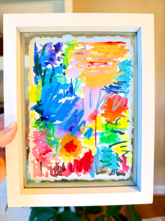 Take a Hike — Original Watercolor & Oil Pastel Landscape, 5″×7″ Unframed | Nature-Inspired Wall Art | Gift for Nature Lovers