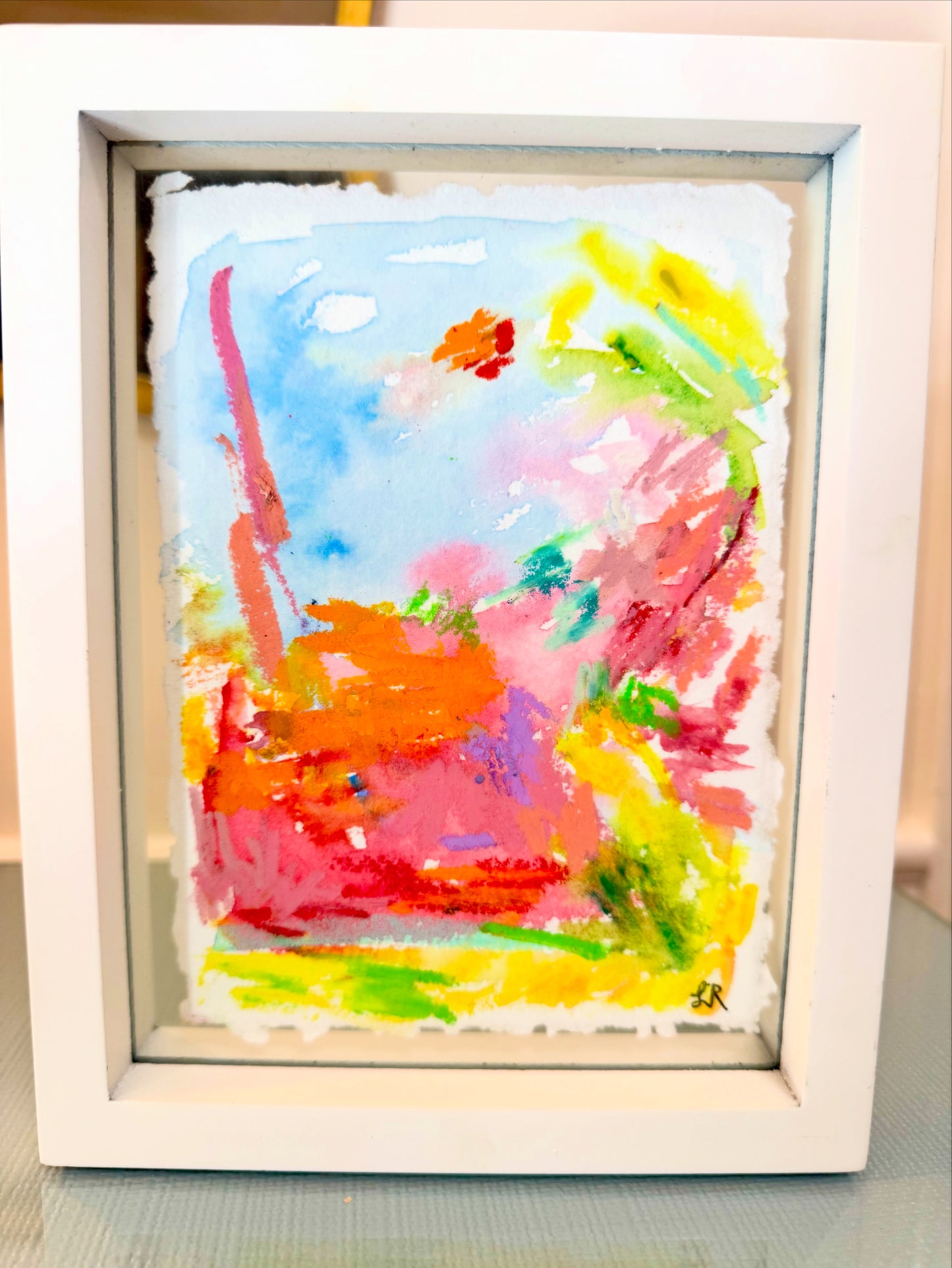 Debaser – 5x7 Abstract Watercolor & Oil Pastel on Textured Paper