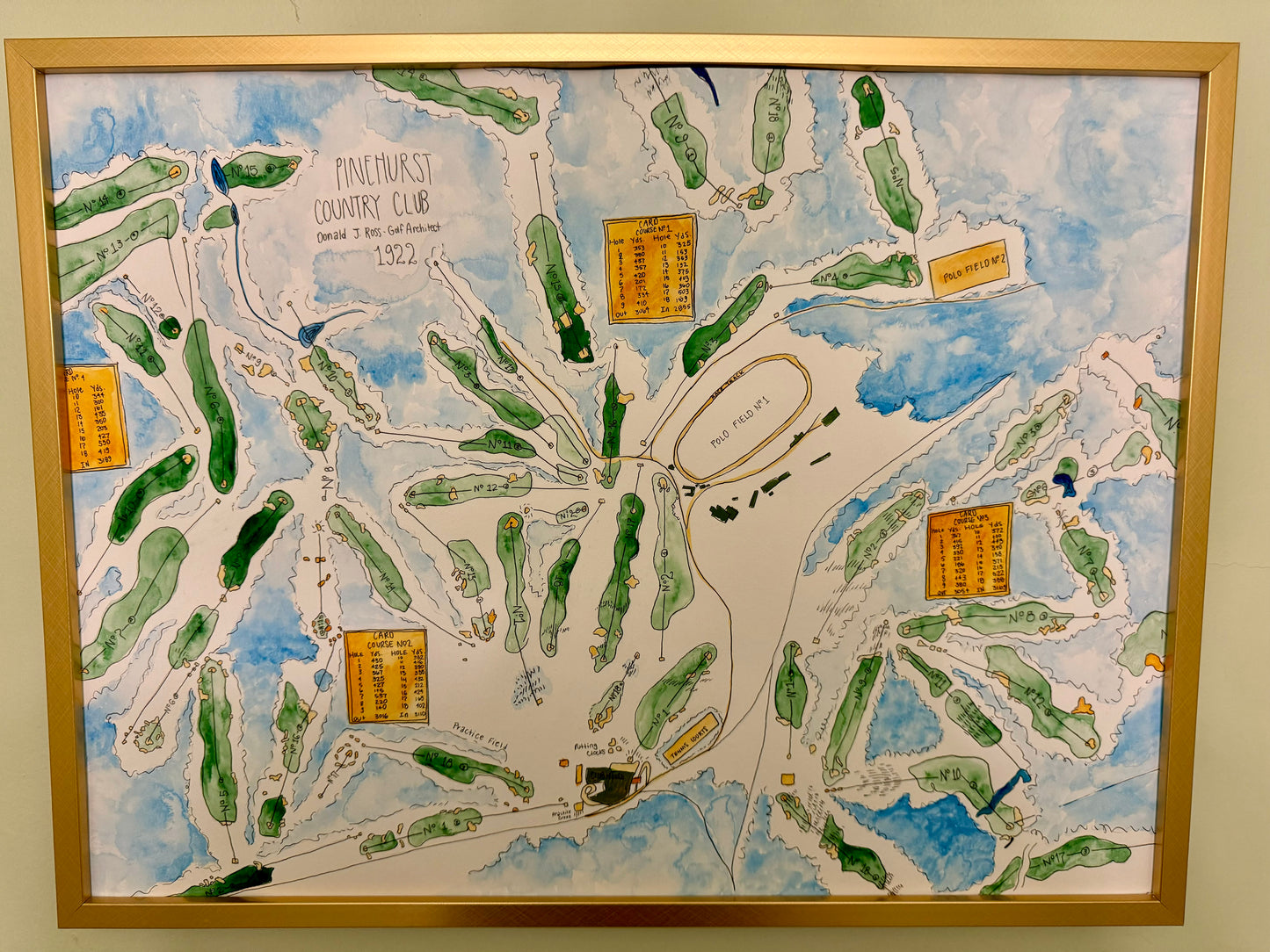 Custom Watercolor Golf Course Map