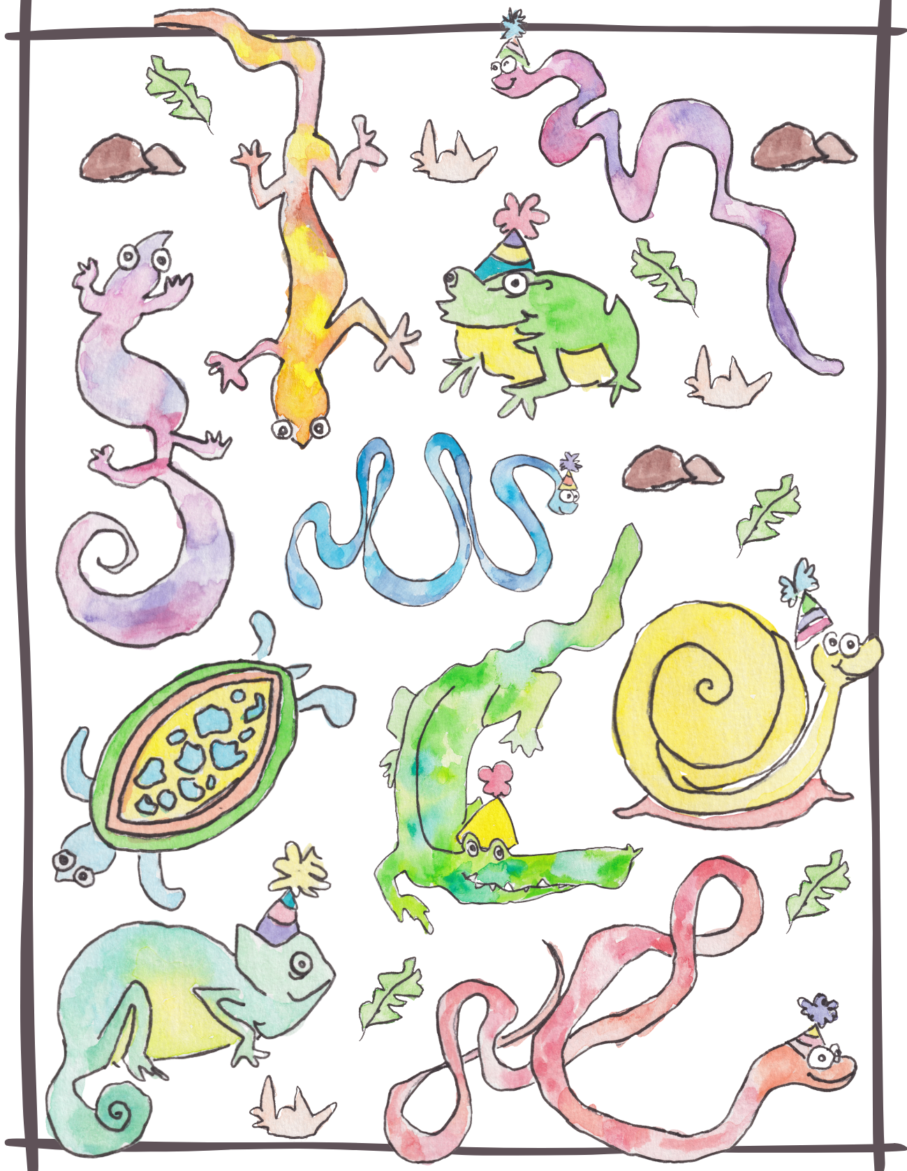 Kids Birthday Enclosure Cards – Reptile Party Gift Notes (Set of 5)