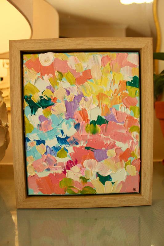 🌸 Bright Petal I — Original Abstract Acrylic Painting (8x10, Framed)
