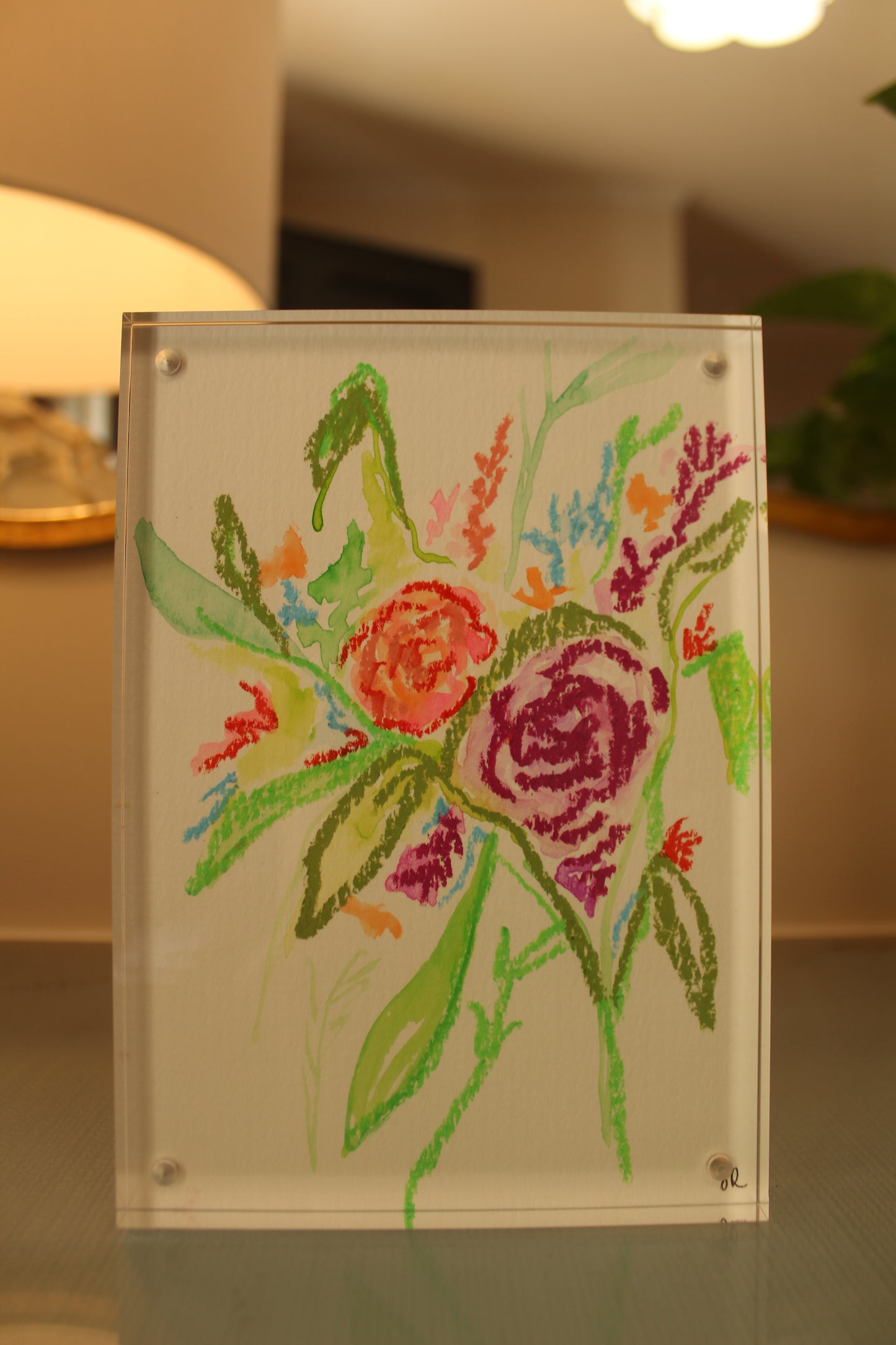 Soft Bloom II — Original Watercolor Floral Painting (5x7, Framed Botanical Art)