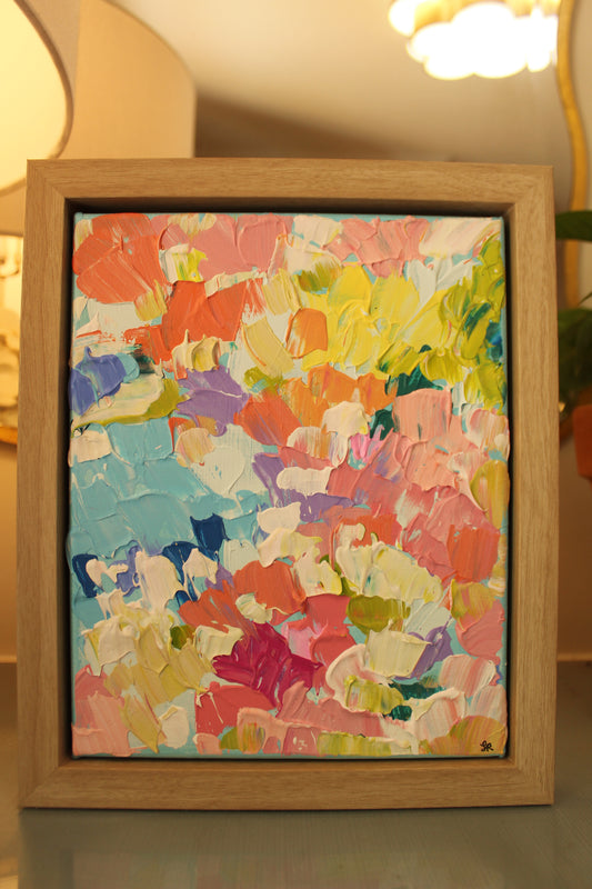 🌸 Bright Petal Collection I–II — Original Acrylic Painting Set (8x10, Framed Pair)