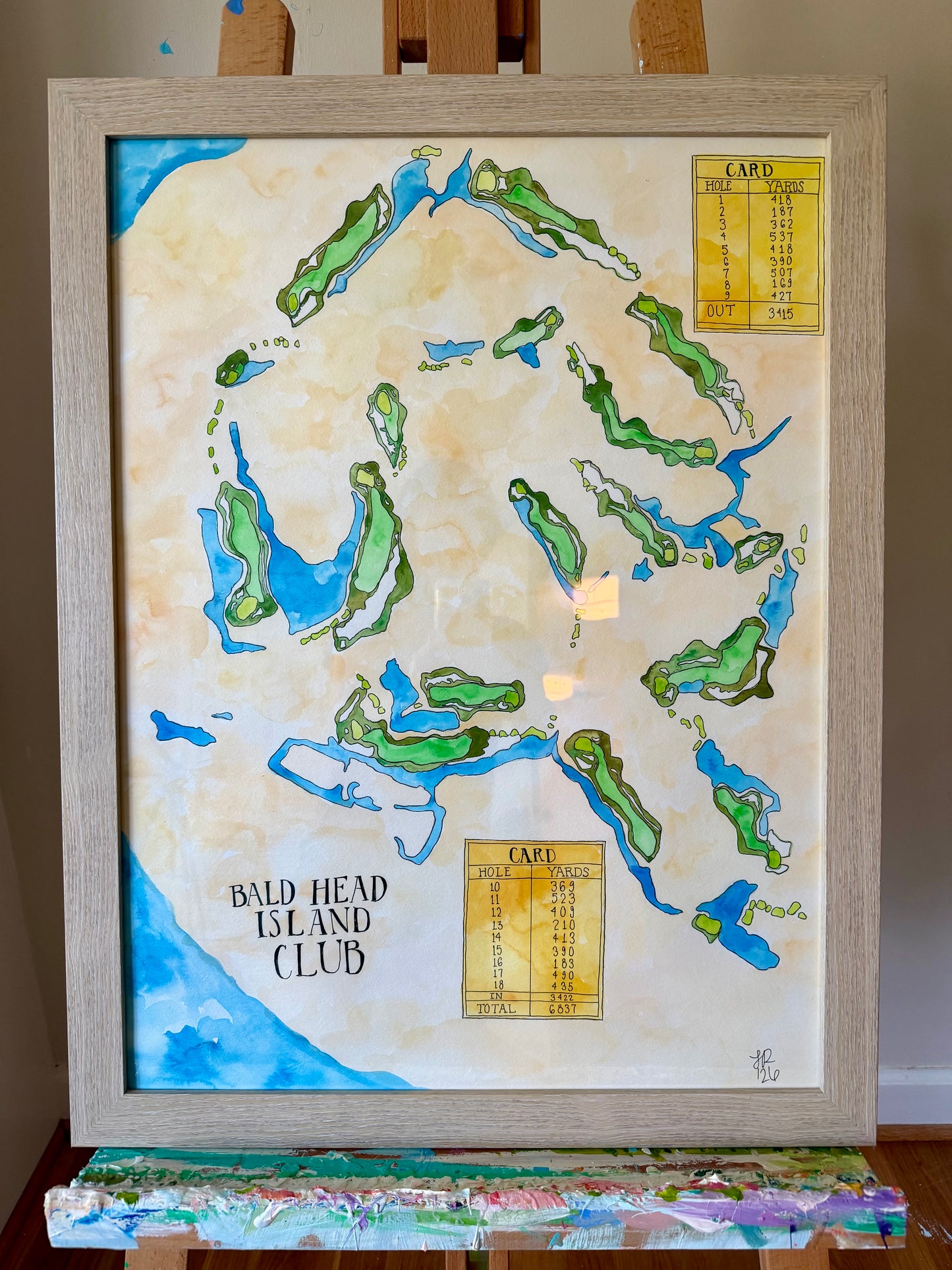 Custom Watercolor Golf Course Map