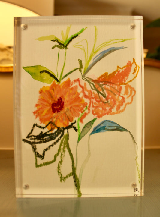 Soft Bloom I — Original Watercolor Floral Painting (5x7, Framed Botanical Art)