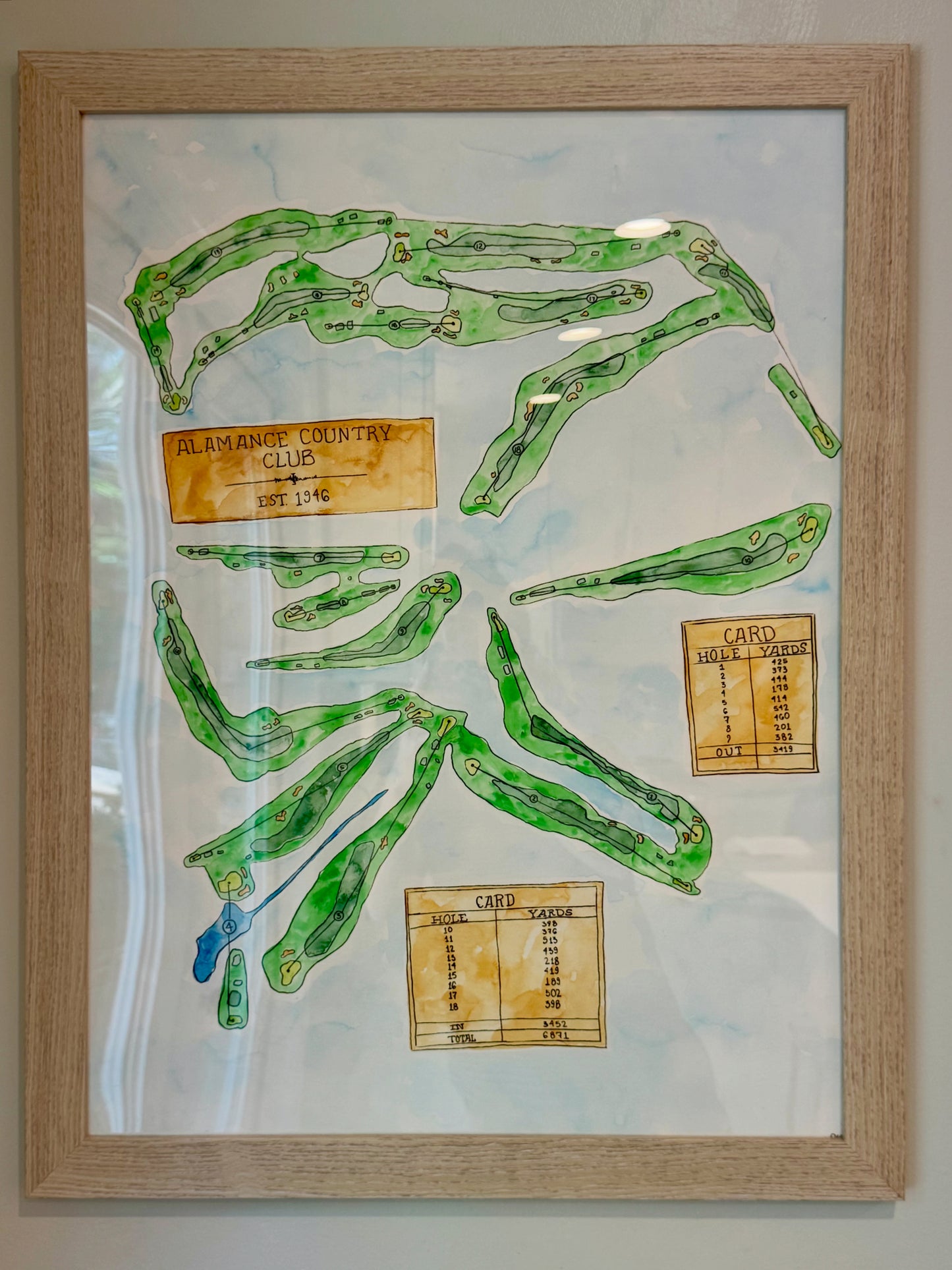 Custom Watercolor Golf Course Map