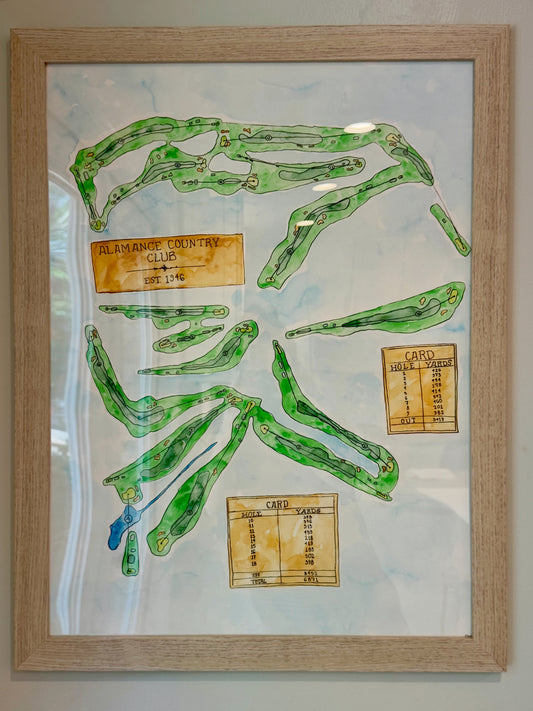 Custom Watercolor Golf Course Map