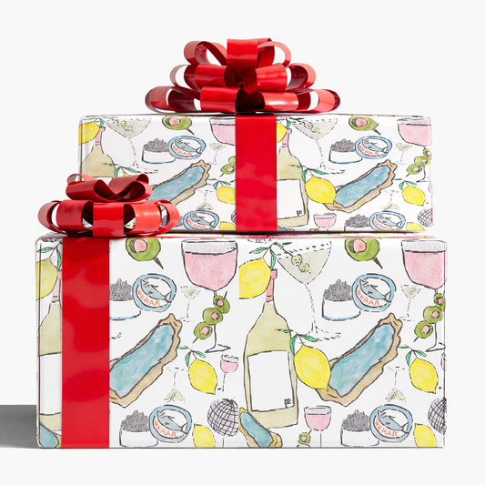 Girl Dinner Gift Wrap – Hand-Drawn Watercolor Pattern