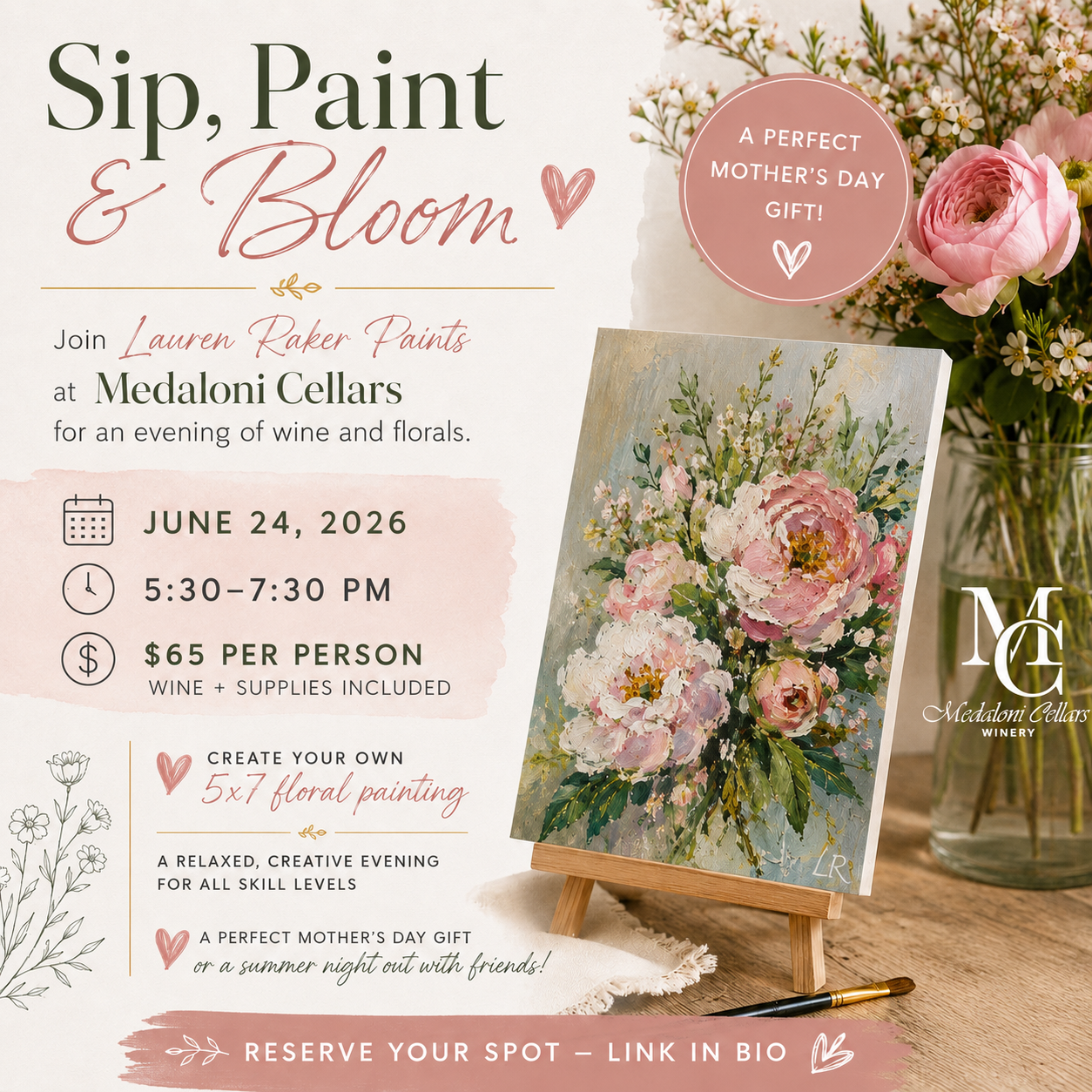Sip, Paint & Bloom Event