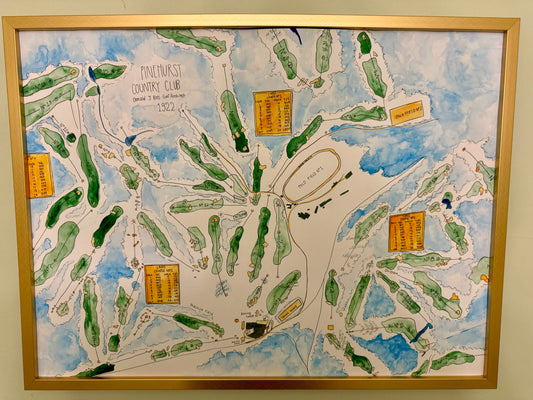 Custom Watercolor Golf Course Map