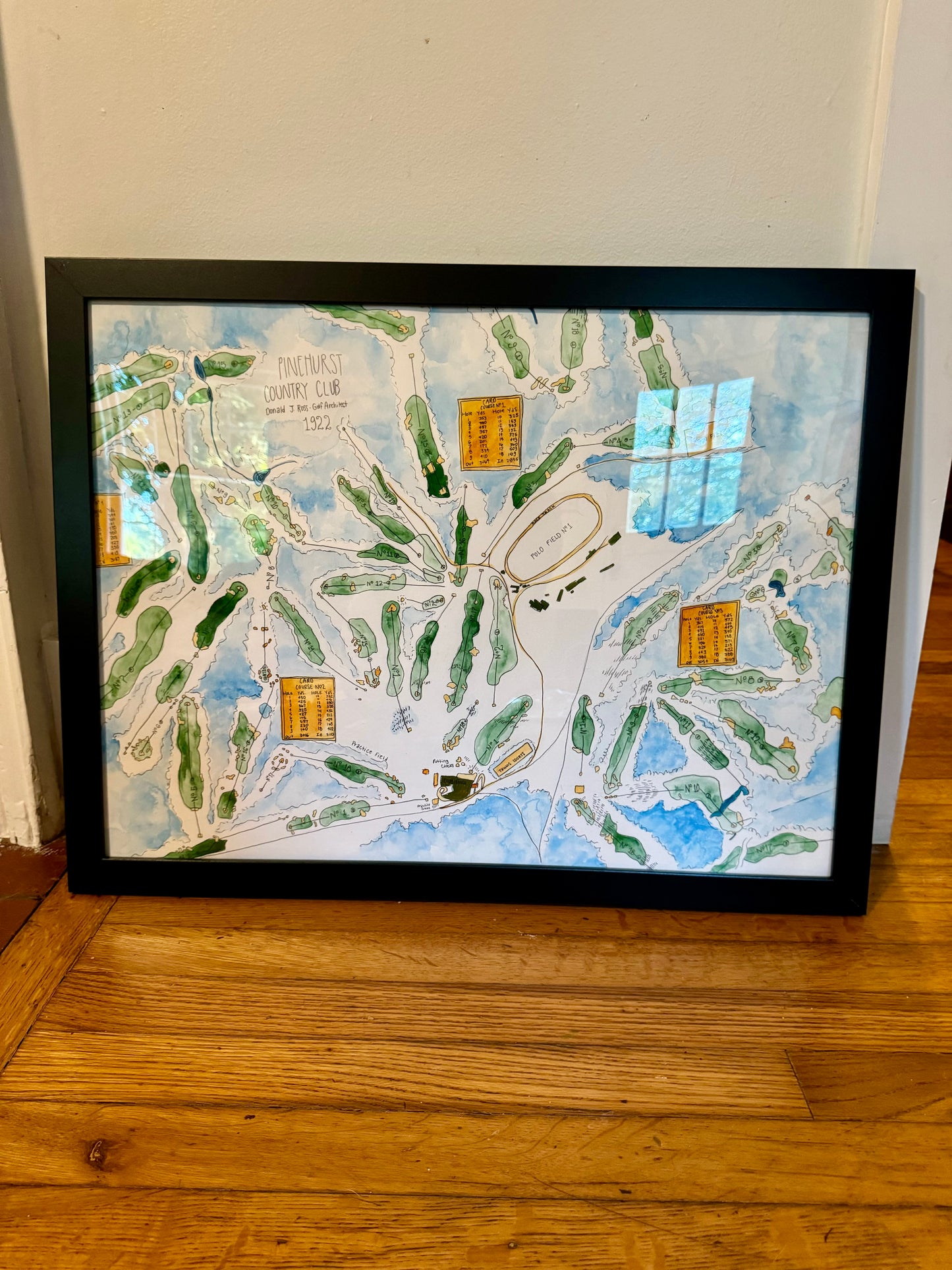 Custom Watercolor Golf Course Map