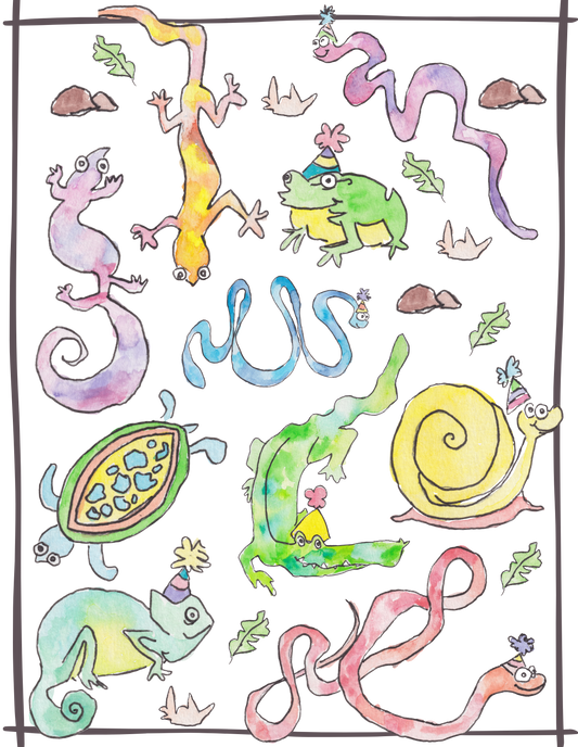 Kids Birthday Enclosure Cards – Reptile Party Gift Notes (Set of 5)