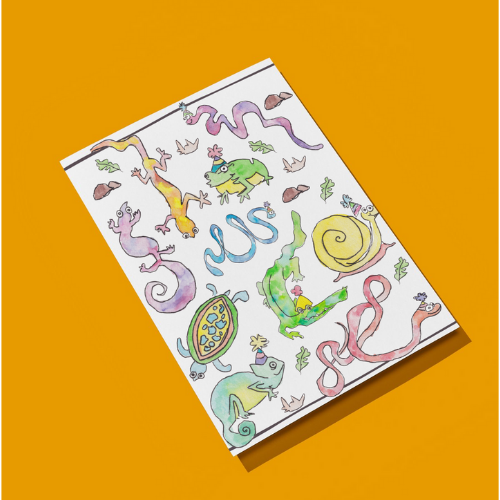 Kids Birthday Enclosure Cards – Reptile Party Gift Notes (Set of 5)